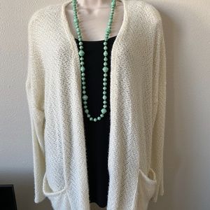 Long fuzzy knit cardigan sweater